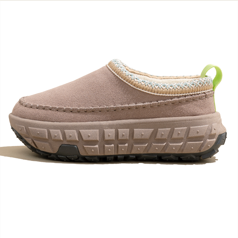 一脚蹬加绒厚底雪地靴增高加厚女棉鞋2025冬季新款轮胎底保暖拖鞋 - 图0