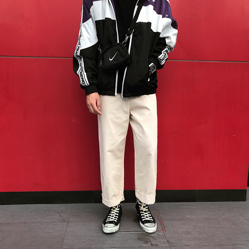 ins男春夏百搭潮牌港风直筒裤子 uaea休闲裤