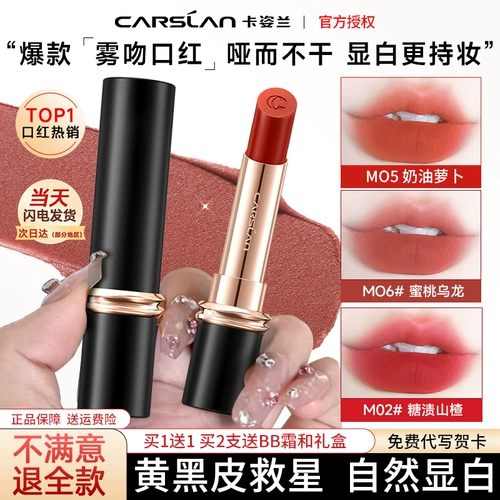 Carslan, помада, матовая подарочная коробка, не выцветает, долговременный эффект, полупрозрачная растушевка, на каждый день