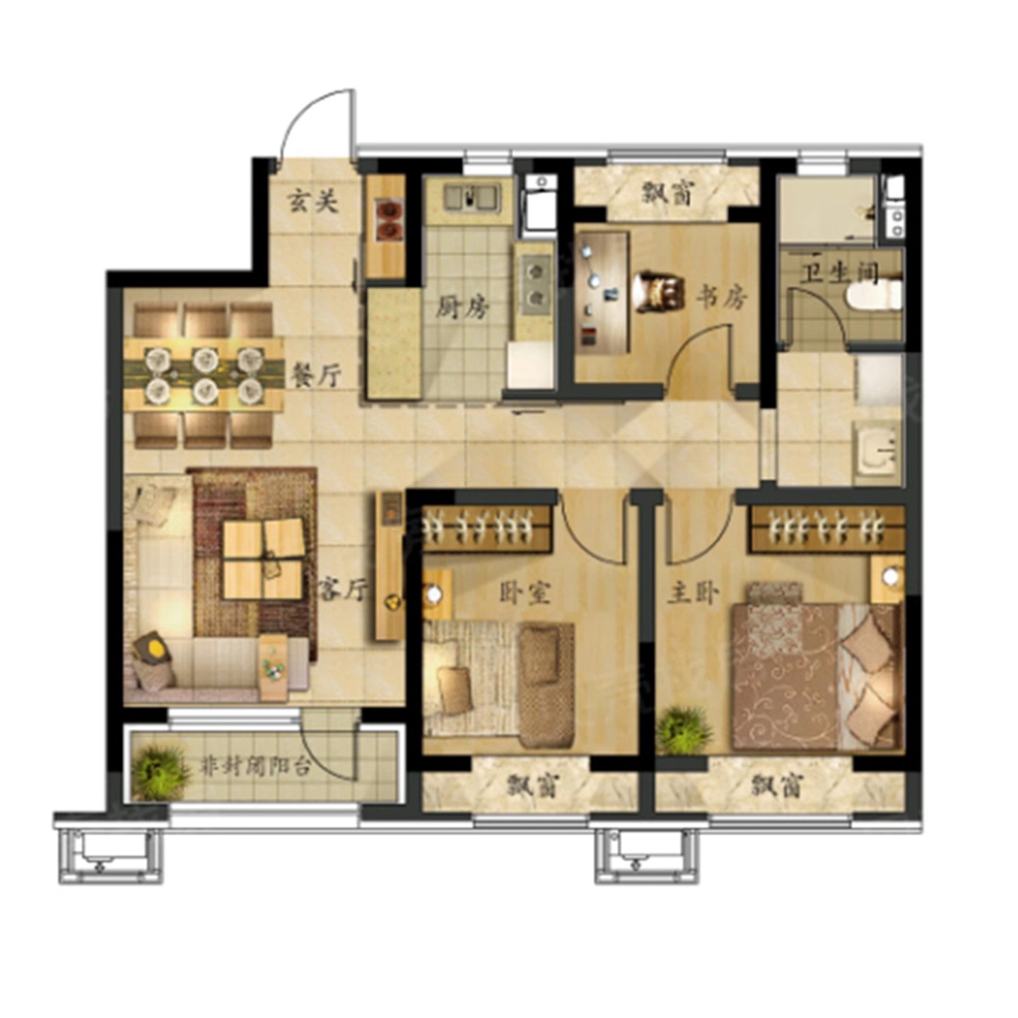 户型图在线分析店铺办公室住宅家居布局看房子选房屋装修缺角摆件 - 图2