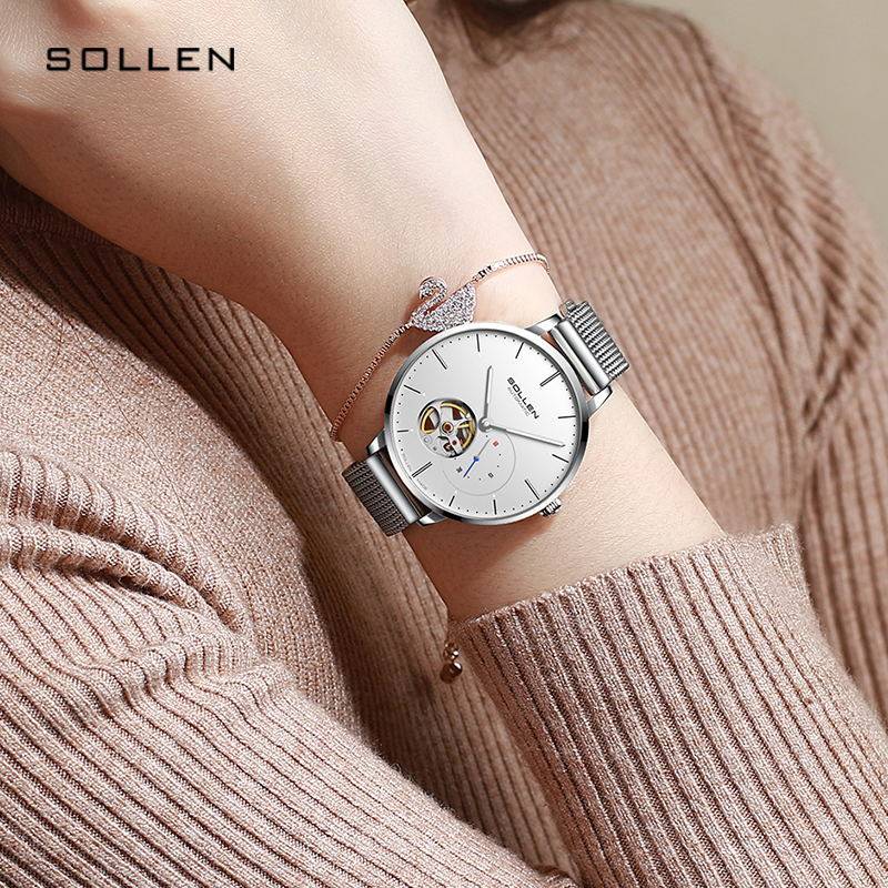 双11新品简约时尚防水款欧美机械表 格尼邦纳国产腕表