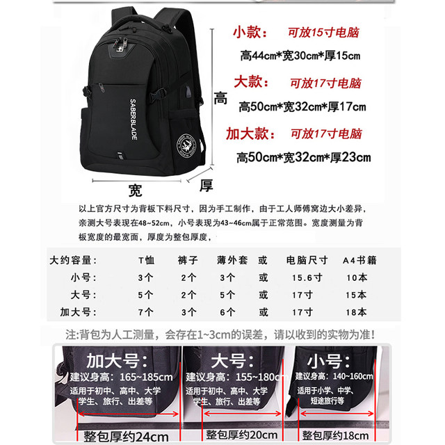 Backpack men's backpack college student high school junior high school women's schoolbag large capacity Swiss business computer bag new travel