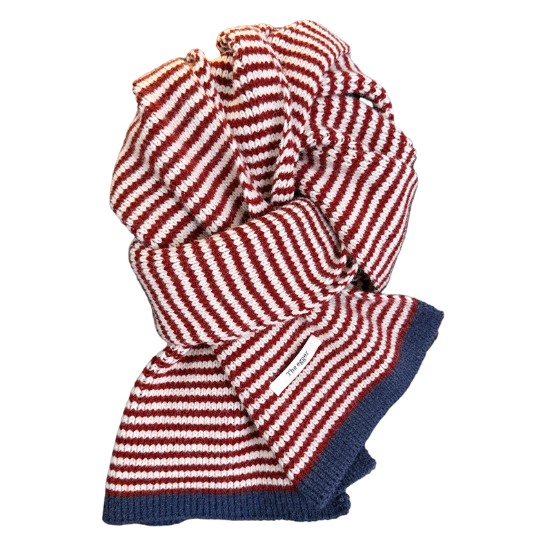 韩系简约字母细条纹撞色围巾女秋冬季2025新款学院风保暖防寒围脖 - 图3