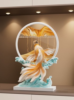 年年有余创意流沙画摆件高级感客厅电视柜酒柜装饰品乔迁新居礼物