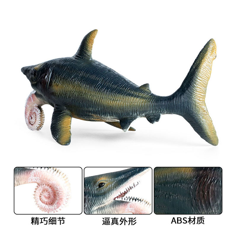 旋齿鲨仿真远古海兽模型硬塑胶玩具卷齿鲨儿童玩具摆件巨齿鲨怪物 - 图1