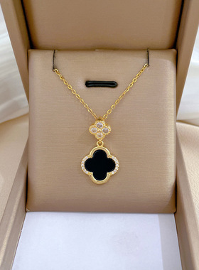 【钛钢】幸运项链女铜微镶真金电镀简洁Ins网红精致锁骨链脖链