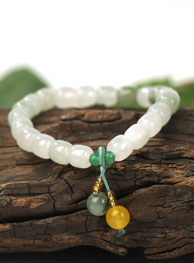 纯天然绿色金丝玉天山翠手链男女