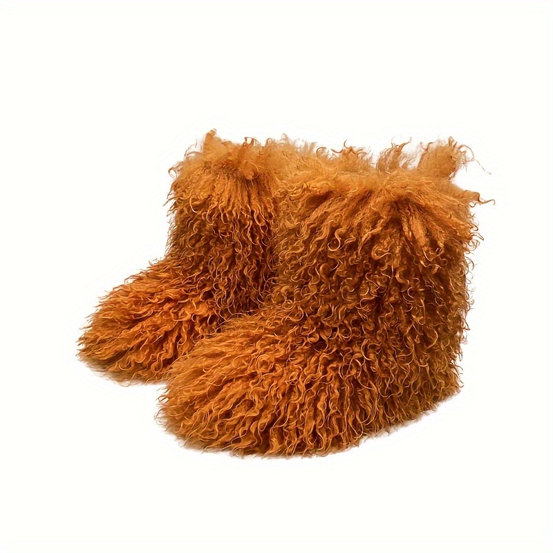 毛毛长筒靴gal系可爱仿貉子狐狸25cm高筒涩谷辣妹y2k欧美雪地靴 - 图3