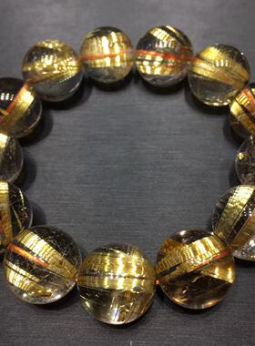 钛晶世家 100-200克价天然钛晶手链 男女款手串 片状板钛顺金发晶