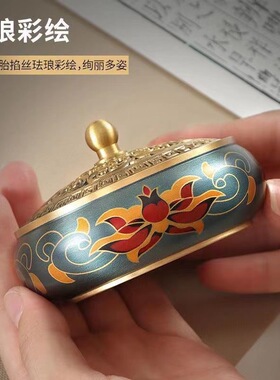 纯铜精锻中式莲花盘香炉