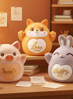 网红卡通儿童可进出存钱罐小摆件