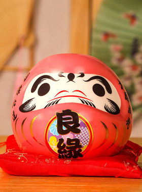 日式达摩陶瓷招财存钱罐摆件