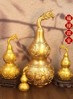 黄铜开盖葫芦龙头貔貅招财摆件