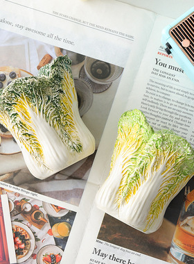 创意陶瓷仿真白菜桌面收纳摆件