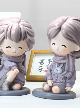 搪胶狐耳少女可爱桌面存钱罐摆件