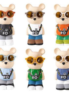 陶瓷暴力熊旅行熊存钱罐摆件