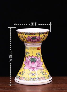 国顺珐琅彩陶瓷浮雕烛台酥油灯
