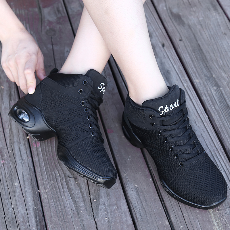 优美妮广场舞鞋春2025新款高帮飞织网面成人水兵爵士跳舞鞋舞蹈鞋 - 图2