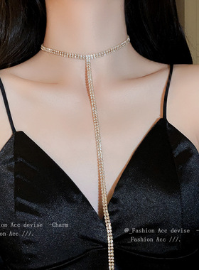镶钻镶钻时尚流苏项链女