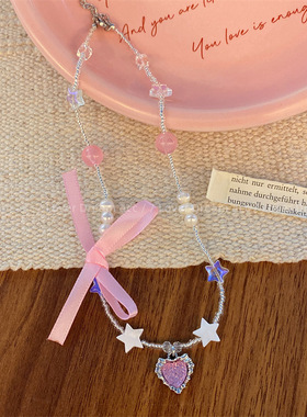 韩国蝴蝶结锁骨链女水钻