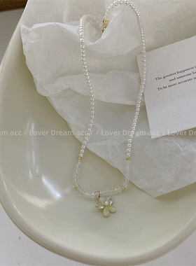 新款猫眼石轻奢珍珠项链水钻