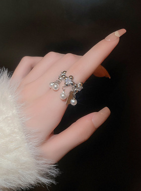 缠绕戒指ins珍珠时尚个性女