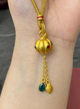 新中式国潮风古法点钻南瓜流苏吊坠金瓜满盈硕果累累项链