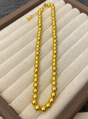 新中式国潮风古法圆珠项链简约全金珠链男女情侣款项链