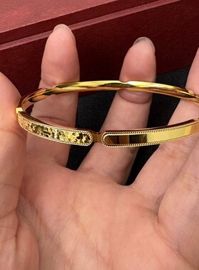 新中式国潮风古法龙鳞碎冰冰闭口手镯龙鳞拼接光面高级感轻奢镯子