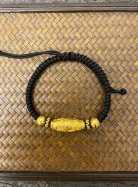 新中式国潮古法心经弯管福貔貅天珠转运珠手链情侣款本命年手编绳