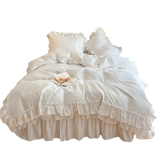 Fairy princess style bed skirt four piece set pure cotton 100