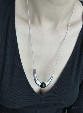 高级感小众银色锁骨链毛衣链女