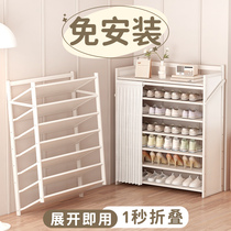 Shoe rack domestic door free of mounting folding shoe cabinet Easy multilayer indoor rental room with dust-proof containing province space