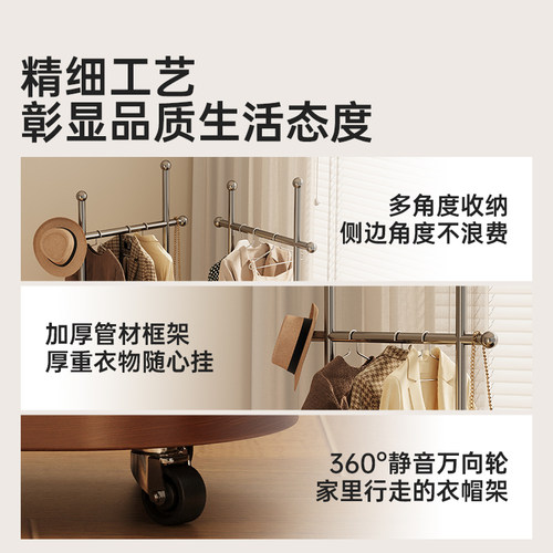 金属挂衣架家用卧室落地简约衣帽架客厅入户立式置物小型移动包架 - 图2