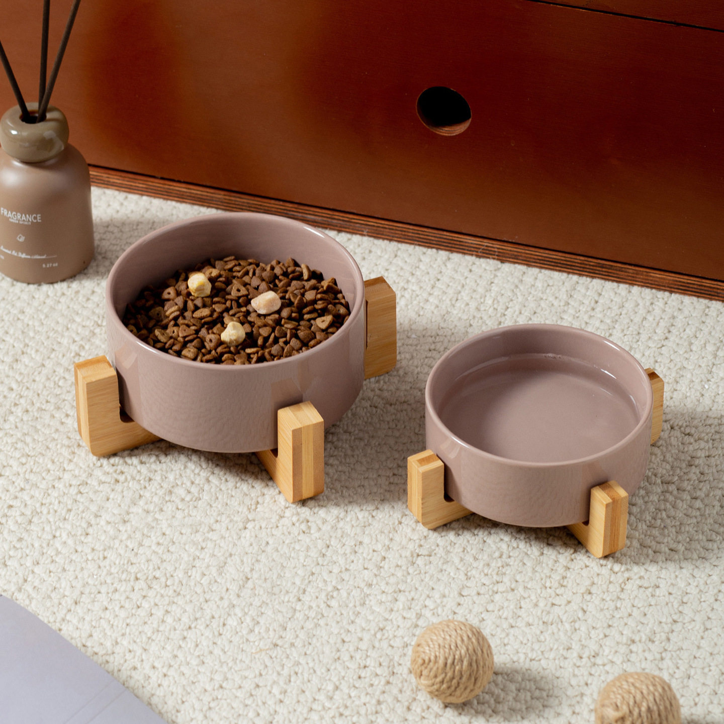 简约风亮光直口碗带纵横木架陶瓷猫碗狗碗防打翻宠物碗猫粮碗水碗,淘宝优惠券,粉丝福利购,淘宝优惠卷