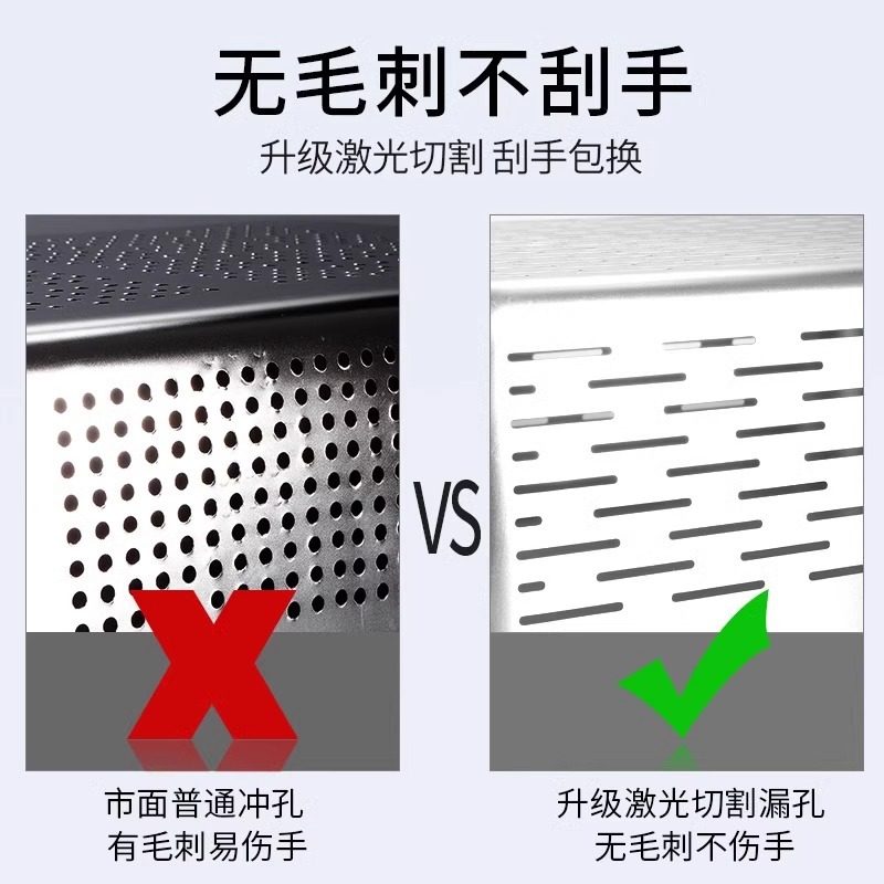 食品级长方形不锈钢过滤盆家用厨房洗菜切片刨丝沥水篮盆子大漏盆,淘宝优惠券,粉丝福利购,淘宝优惠卷
