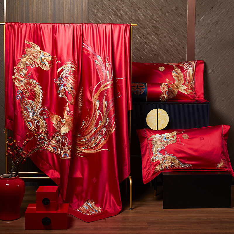 奢华高端婚庆床上用品十件套真丝棉四件套结婚礼大红色新婚喜被套,淘宝优惠券,粉丝福利购,淘宝优惠卷