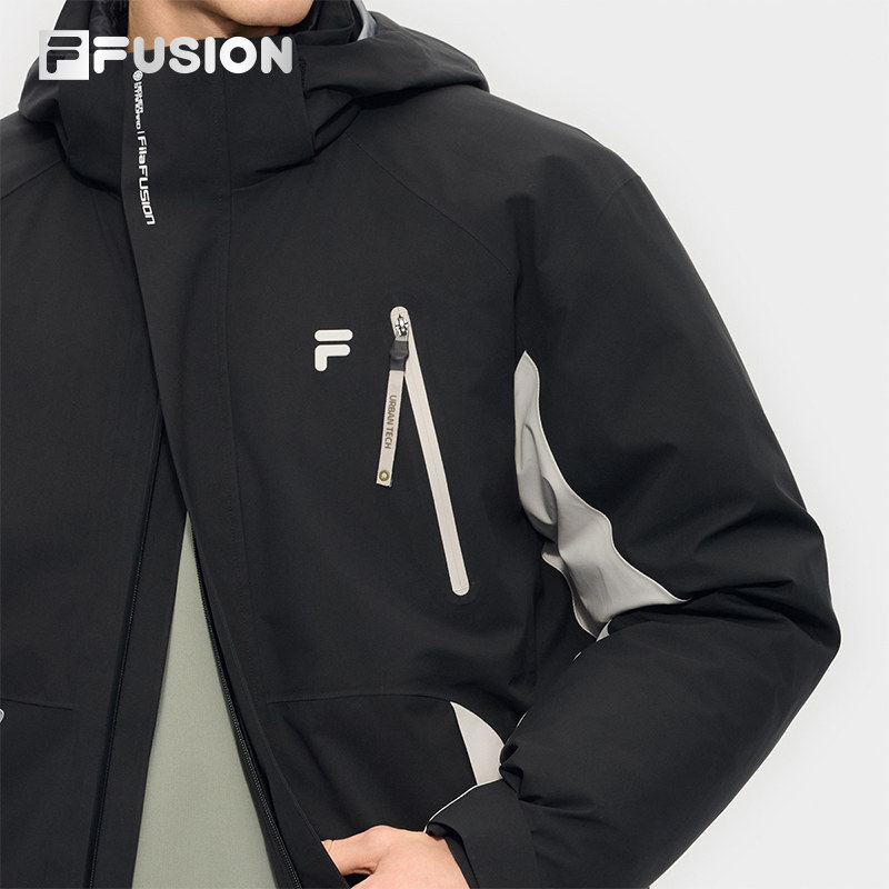FILA FUSION斐乐潮牌羽绒服两件套男2025冬新款休闲拼色保暖外套