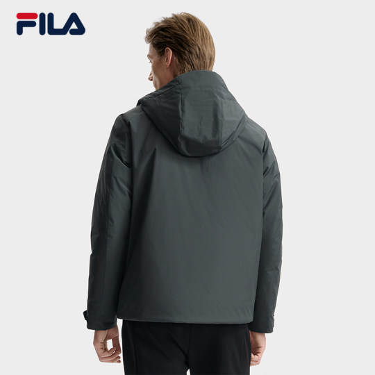 85鸭绒轻薄款FILA斐乐男士羽绒服2025冬新款商务基础保暖连帽外套