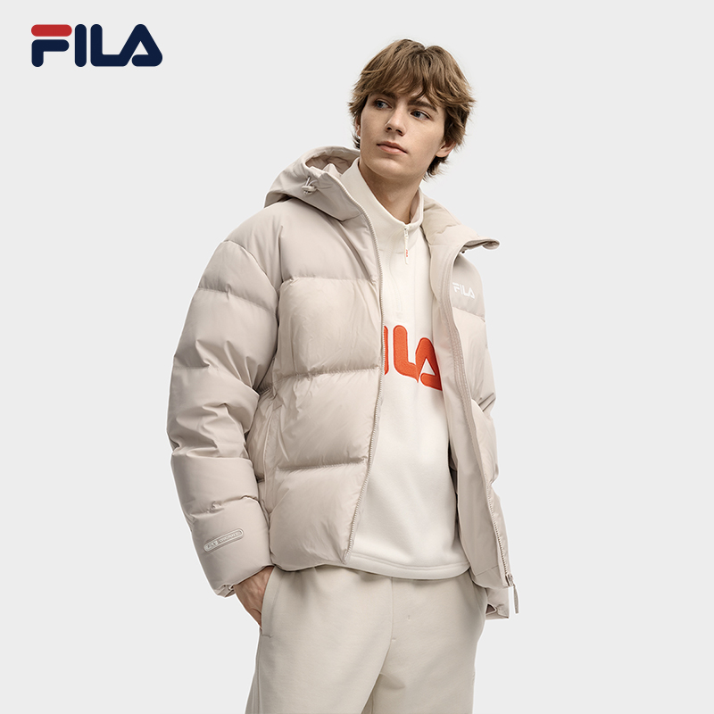 FILA RGB羽绒|斐乐男士羽绒服2025冬季新款运动保暖外套短款连帽