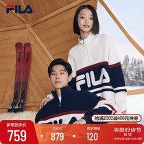 FILA File Official Couples Knitted Shirts 2023 Winter New Comfort Casual Collision Color Splicing Standing Sweater