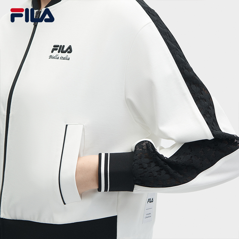 FILA 斐乐官方女士外套短款夹克2024夏季新款时尚休闲拼色棒球服