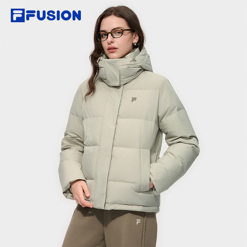 FILA FUSION斐乐潮牌羽绒服女2025冬季新款时尚休闲保暖连帽外套