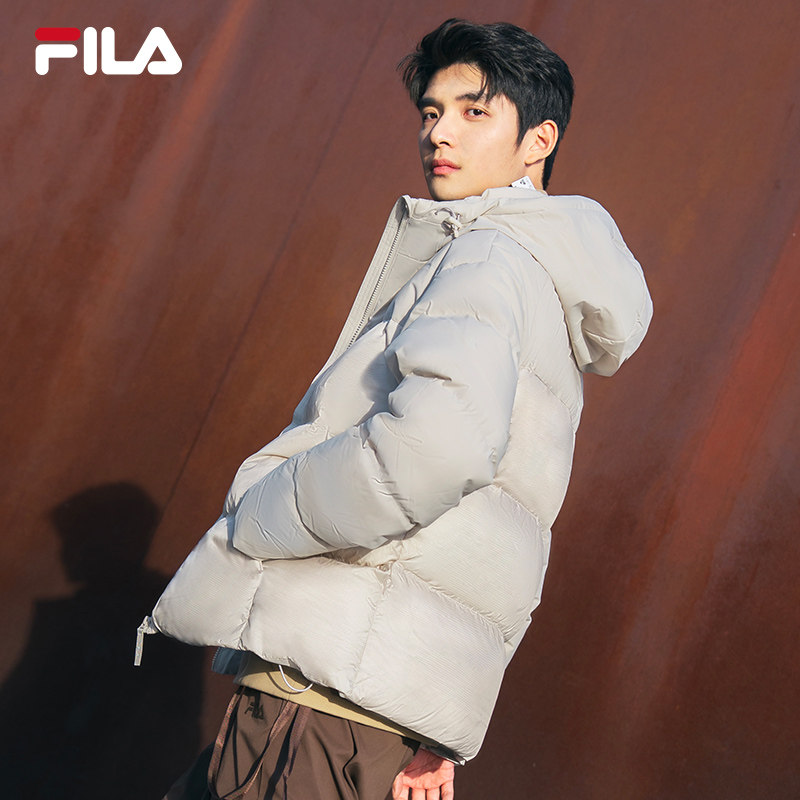 FILA RGB羽绒|斐乐男士羽绒服2025冬季新款运动保暖外套短款连帽