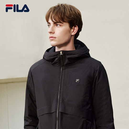 85鸭绒轻薄款FILA斐乐男士羽绒服2025冬新款商务基础保暖连帽外套