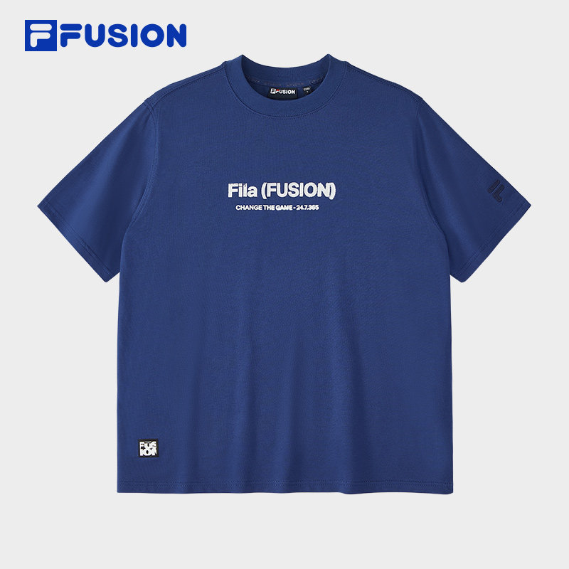 FILA FUSION斐乐潮牌男子针织短袖衫秋季新款纯棉印花圆领T恤,淘宝优惠券,粉丝福利购,淘宝优惠卷