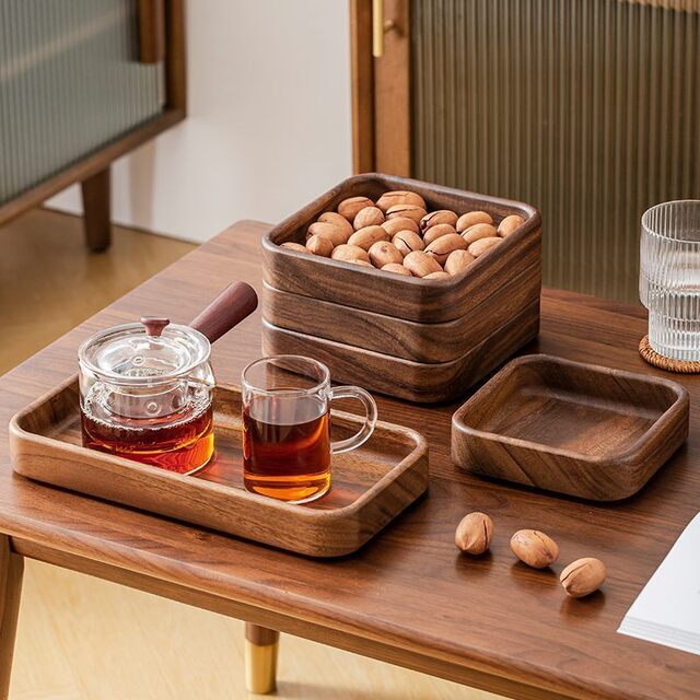 Walnut wooden tray pastry nut square bowl dried fruit tray tea table solid wood new exquisite tea tray wooden tray