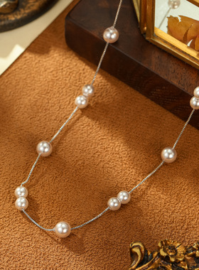 艾妮贝妮曼塔玫瑰紫珍珠项链女轻奢高级感爆款锁骨链串珠颈链百搭