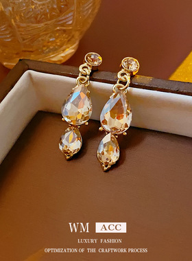 法式轻奢镶钻水滴花朵项链精致气质锁骨链复古高级感项饰厂家批发