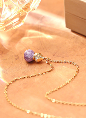 轻奢高级感超闪锆石温柔紫色葫芦项链小众设计时尚个性锁骨链套装